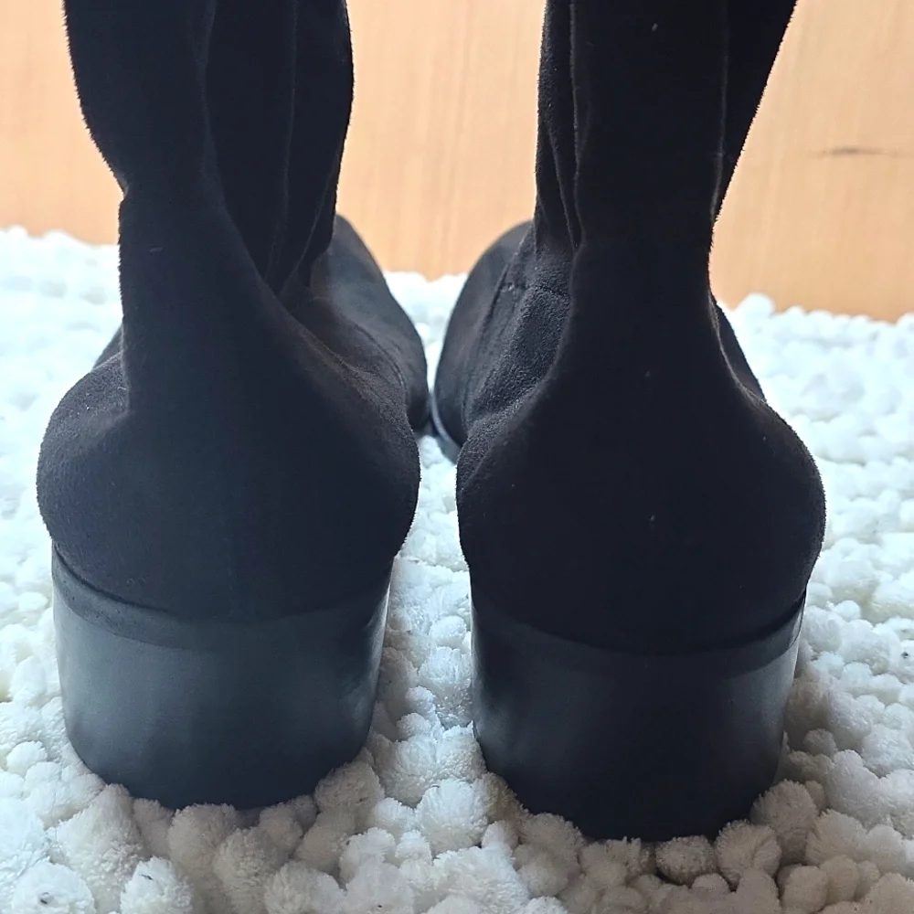 Charles By David C.Black Womens 10 Over-the-Knee Suede Boots Stacked Heel Nwob